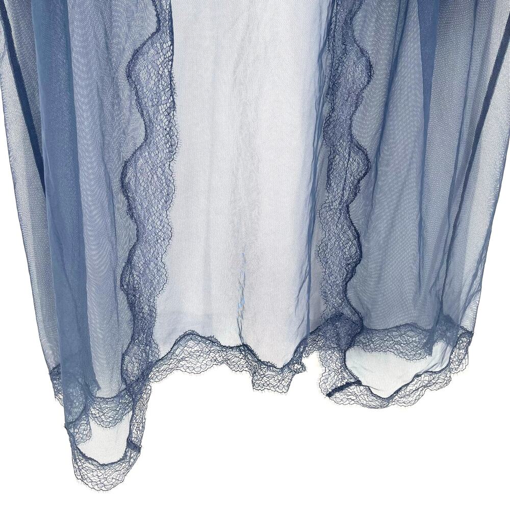 Victoria's Secret Sheer Mesh Lace Kimono Robe Slate Blue Open Front M/L - Picture 8 of 9